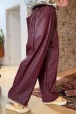 Made in Italy Runa Leather Look Tapered Barrel Pant Burgundy